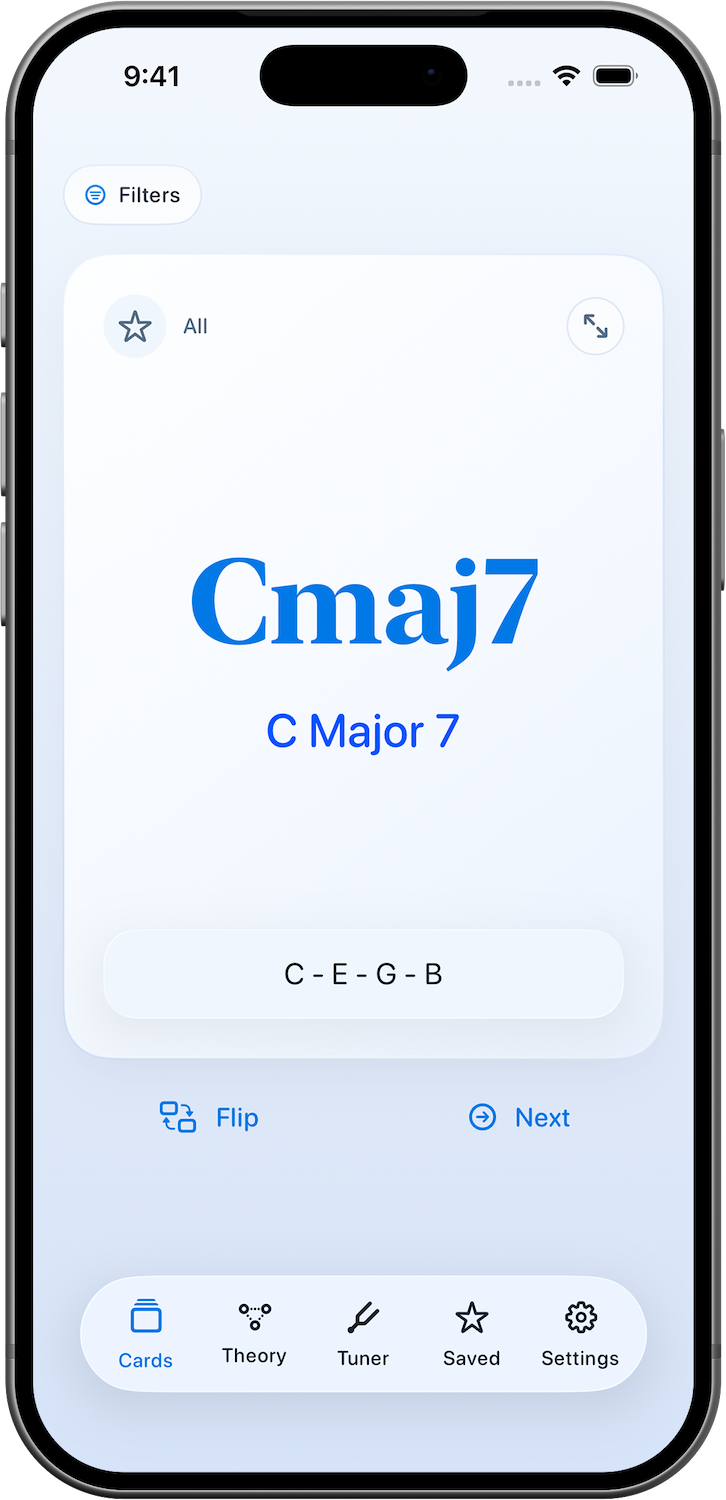 Chord flashcards in Accord